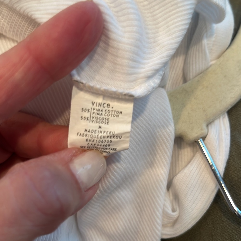 Vince Button Back Tank, White, Size Medium - image 6